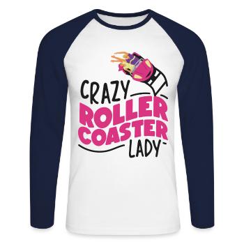 Roller Coaster Girl Crazy Roller - Unisex Baseballshirt langarm - Weiß/Navy - Vorne - Nik (191cm)