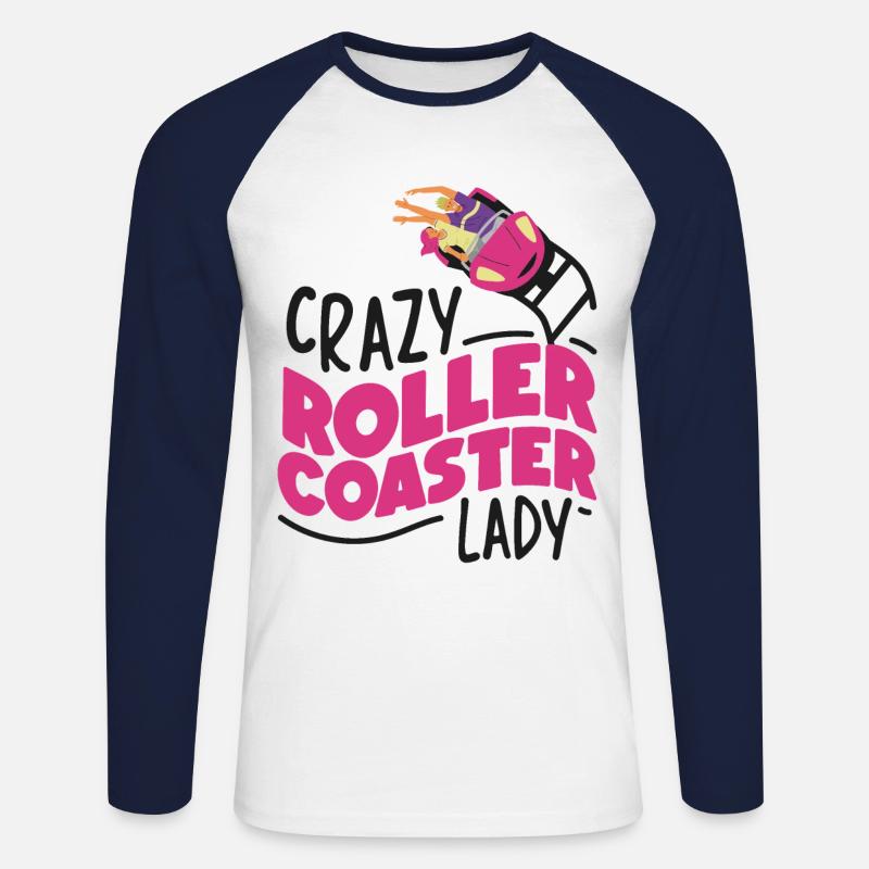 Roller Coaster Girl Crazy Roller - Unisex Baseballshirt langarm - Weiß/Navy