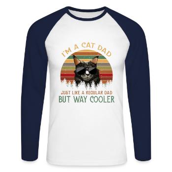 I'm A Cat Dad Just Like A Regular Dad But Way Cool - Unisex Baseballshirt langarm - Weiß/Navy - Vorne - Nik (191cm)