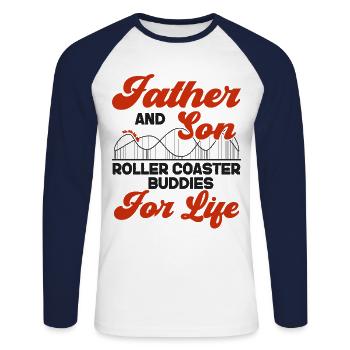 Scooter Coaster Father Dad Son - Unisex Long Sleeve Baseball T-Shirt - white/navy - Front - Nik (191cm)