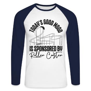 Roller Coaster Today's Good Mood - Unisex Baseballshirt langarm - Weiß/Navy - Vorne - Nik (191cm)