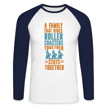 Scooter Coaster A Family That Rides - Unisex Long Sleeve Baseball T-Shirt - white/navy - Front - Nik (191cm)
