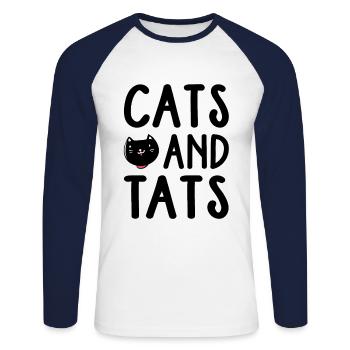 Cats And Tats Cat Lover Training Animals Pets Pet - Unisex Baseballshirt langarm - Weiß/Navy - Vorne - Nik (191cm)