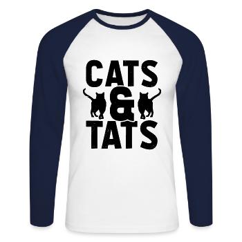 Cats And Tats Cat Lover Training Animals Pets Pet - Unisex Baseballshirt langarm - Weiß/Navy - Vorne - Nik (191cm)