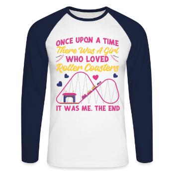 Roller Coaster Girl Once Upon A - Unisex Long Sleeve Baseball T-Shirt - white/navy - Front - Nik (191cm)