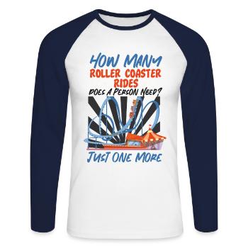 Montagnes russes Combien de rouleaux - T-shirt baseball manches longues Homme - blanc/marine - Devant - Nik (191cm)