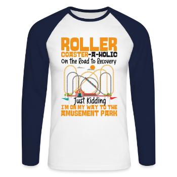 Roller de montagnes russes - T-shirt baseball manches longues Homme - blanc/marine - Devant - Nik (191cm)