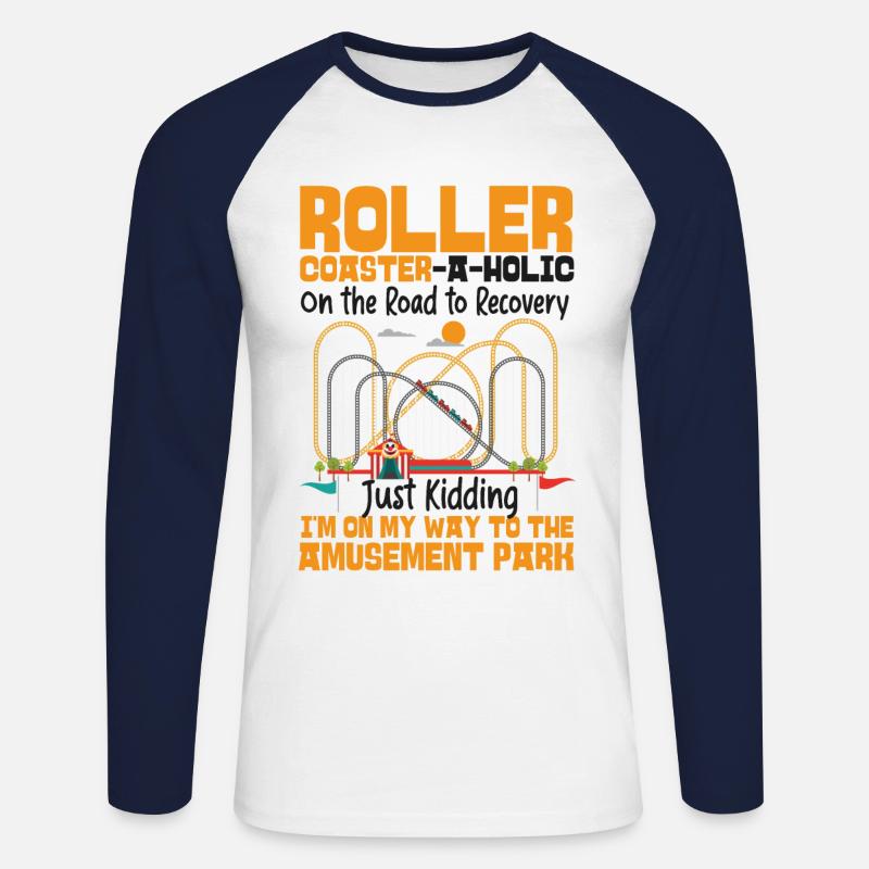 Roller Coaster Roller - Unisex Long Sleeve Baseball T-Shirt - white/navy
