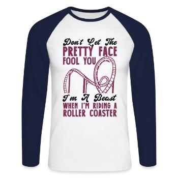 Roller Coaster Don't Let The - Unisex Baseballshirt langarm - Weiß/Navy - Vorne - Nik (191cm)