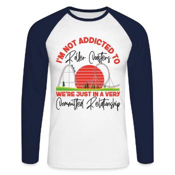 Roller Coaster I'm Not Addicted To - Unisex Baseballshirt langarm - Weiß/Navy - Vorne - Nik (191cm)