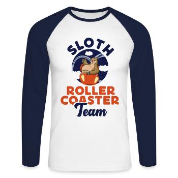 Roller Coaster Sloth Sloth Roller - Unisex Long Sleeve Baseball T-Shirt - white/navy - Front - Nik (191cm)