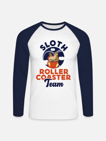 Roller Coaster Sloth Sloth Roller - Unisex Baseballshirt langarm - Weiß/Navy