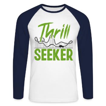 Montagnes russes Thrill Seeker - T-shirt baseball manches longues Homme - blanc/marine - Devant - Nik (191cm)