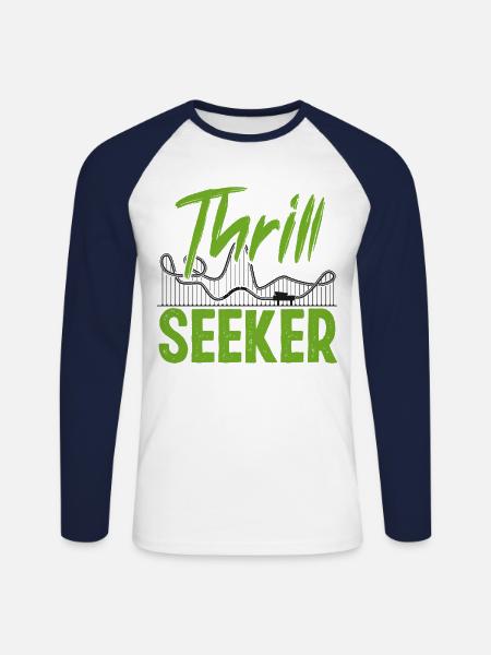 Roller Coaster Thrill Seeker - Unisex Long Sleeve Baseball T-Shirt - white/navy