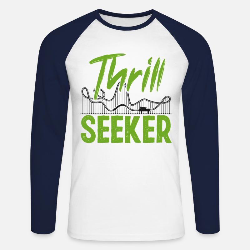 Roller Coaster Thrill Seeker - Unisex Baseballshirt langarm - Weiß/Navy