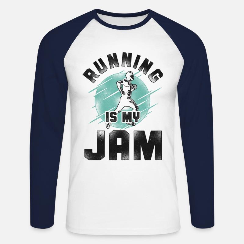 Running Runner Half Marathon - Unisex Long Sleeve Baseball T-Shirt - white/navy