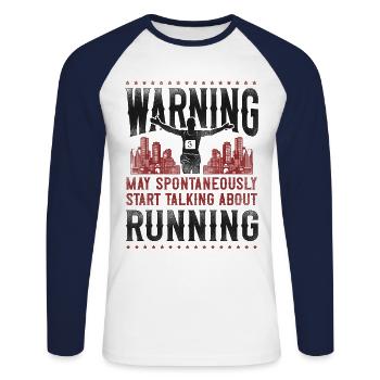Running Runner Half Marathon - Unisex Long Sleeve Baseball T-Shirt - white/navy - Front - Nik (191cm)