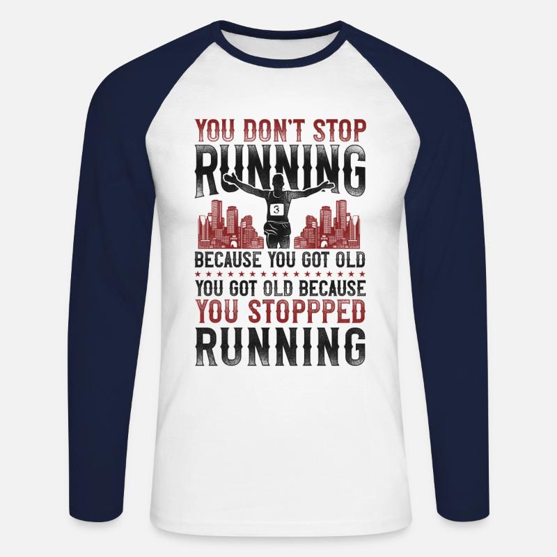 Running Runner Half Marathon - Unisex Baseballshirt langarm - Weiß/Navy