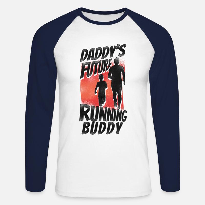 Running Runner Half Marathon Dad - Unisex Baseballshirt langarm - Weiß/Navy