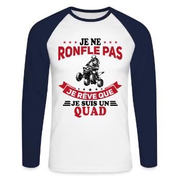Je Ne Ronfle Pas Je Rêve Que Je Suis Un Quad - T-shirt baseball manches longues Homme - blanc/marine - Devant - Nik (191cm)