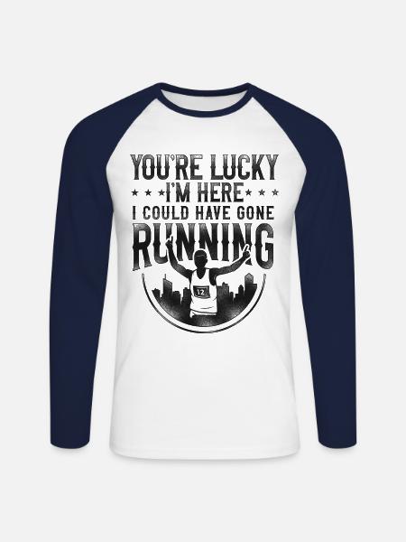Running Runner Half Marathon - Unisex Long Sleeve Baseball T-Shirt - white/navy