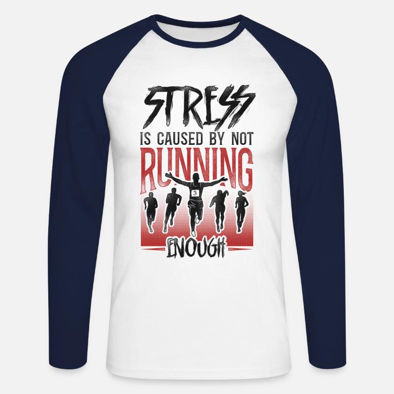 Running Runner Half Marathon - Unisex Baseballshirt langarm - Weiß/Navy
