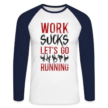 Running Runner Half Marathon - Unisex Baseballshirt langarm - Weiß/Navy - Vorne - Nik (191cm)