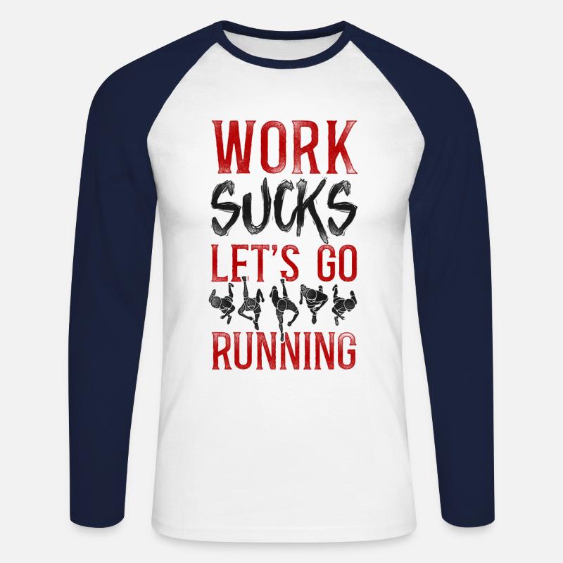 Running Runner Half Marathon - Unisex Baseballshirt langarm - Weiß/Navy