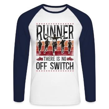 Running Runner Half Marathon - Unisex Baseballshirt langarm - Weiß/Navy - Vorne - Nik (191cm)