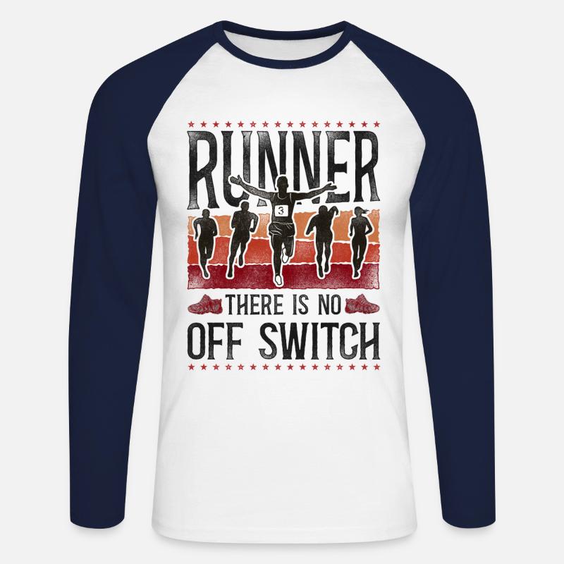 Running Runner Half Marathon - Unisex Long Sleeve Baseball T-Shirt - white/navy