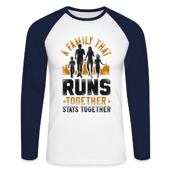 Running Runner Half Marathon - Unisex Long Sleeve Baseball T-Shirt - white/navy - Front - Nik (191cm)