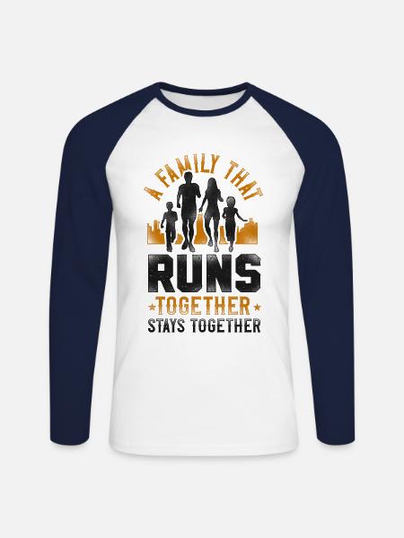 Running Runner Half Marathon - Unisex Long Sleeve Baseball T-Shirt - white/navy