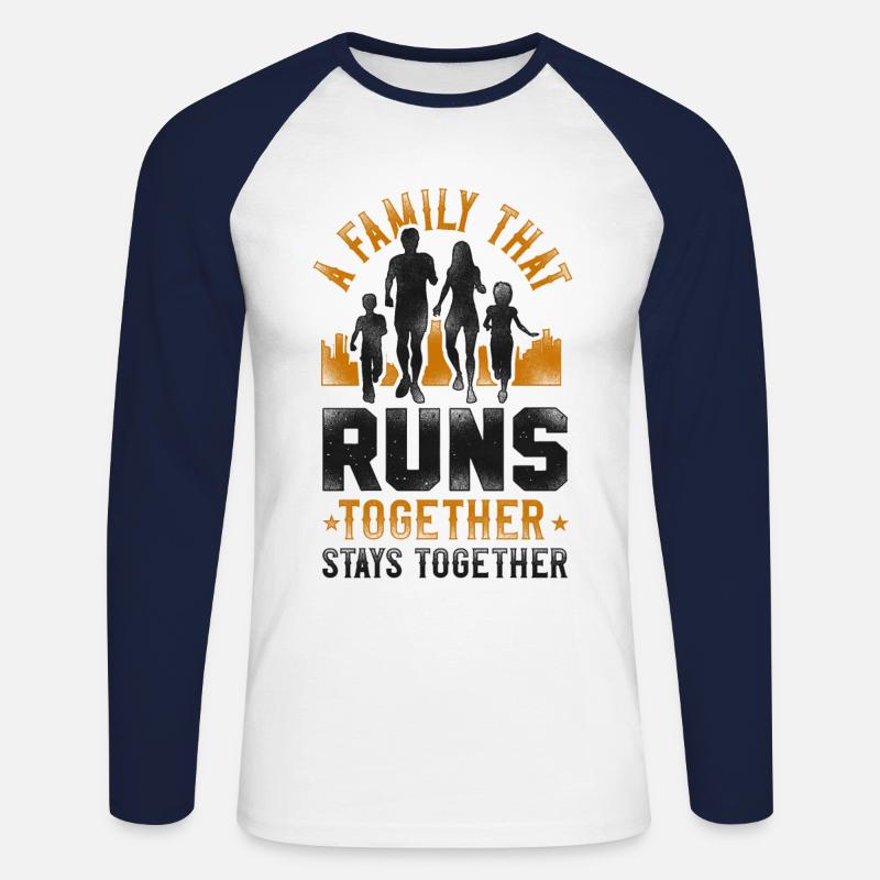 Running Runner Half Marathon - Unisex Baseballshirt langarm - Weiß/Navy