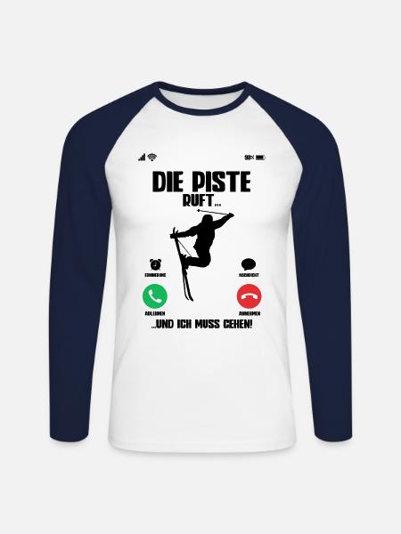 Skifahren Ski - Unisex Baseballshirt langarm - Weiß/Navy
