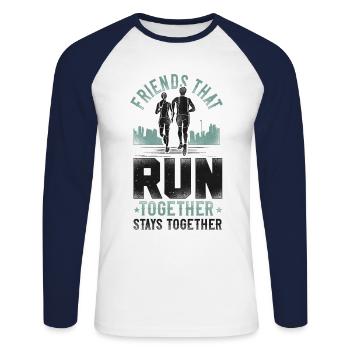 Running Runner Half Marathon - Unisex Long Sleeve Baseball T-Shirt - white/navy - Front - Nik (191cm)