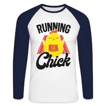 Running Runner Half Marathon - Unisex Long Sleeve Baseball T-Shirt - white/navy - Front - Nik (191cm)