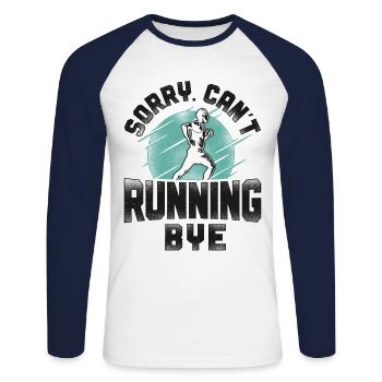 Running Runner Half Marathon - Unisex Baseballshirt langarm - Weiß/Navy - Vorne - Nik (191cm)