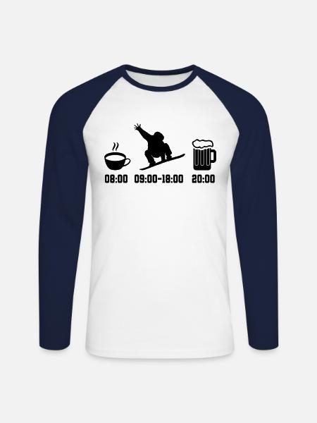 Snowboard - Unisex Baseballshirt langarm - Weiß/Navy