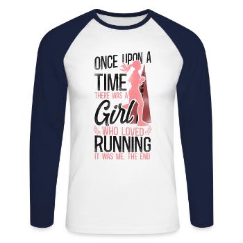 Running Runner Semi-Marathon Fille - T-shirt baseball manches longues Homme - blanc/marine - Devant - Nik (191cm)