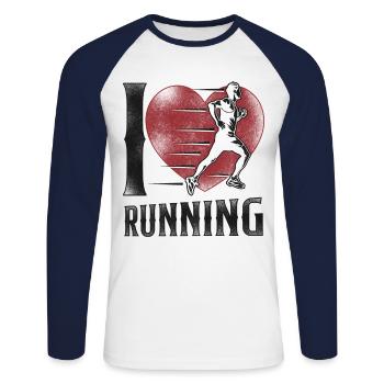 Running Runner Half Marathon Heart - Unisex Long Sleeve Baseball T-Shirt - white/navy - Front - Nik (191cm)