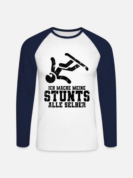 Snowboard - Unisex Baseballshirt langarm - Weiß/Navy
