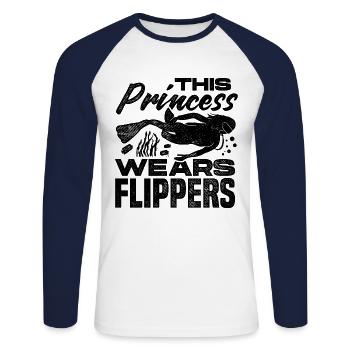 This Prince Wears Flippers Diver Scuba Diver Divin - Unisex Baseballshirt langarm - Weiß/Navy - Vorne - Nik (191cm)