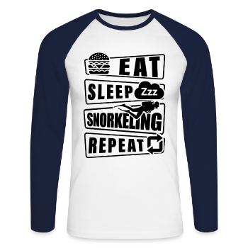 Eat Sleep Snorkel Repeat Scuba Diver Diving Snorke - Unisex Baseballshirt langarm - Weiß/Navy - Vorne - Nik (191cm)