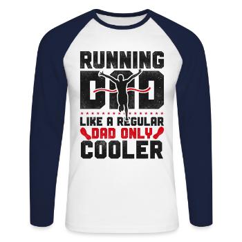 Coureur de course Semi-marathon Papa - T-shirt baseball manches longues Homme - blanc/marine - Devant - Nik (191cm)