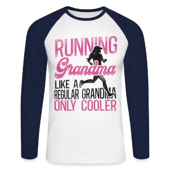 Running Runner Half Marathon - Unisex Long Sleeve Baseball T-Shirt - white/navy - Front - Nik (191cm)