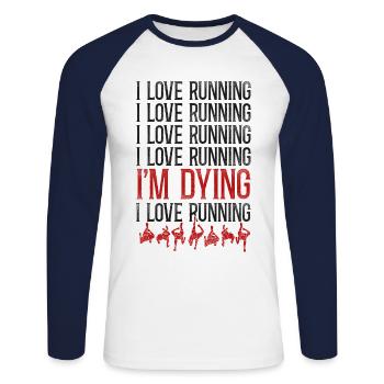 Running Runner Half Marathon - Unisex Baseballshirt langarm - Weiß/Navy - Vorne - Nik (191cm)