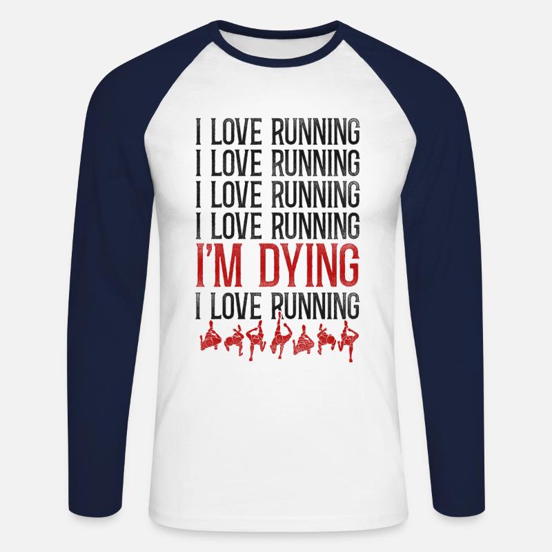Running Runner Half Marathon - Unisex Baseballshirt langarm - Weiß/Navy