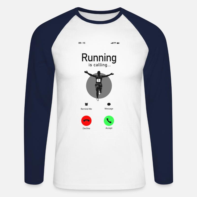 Running Runner Half Marathon Phone - Unisex Baseballshirt langarm - Weiß/Navy