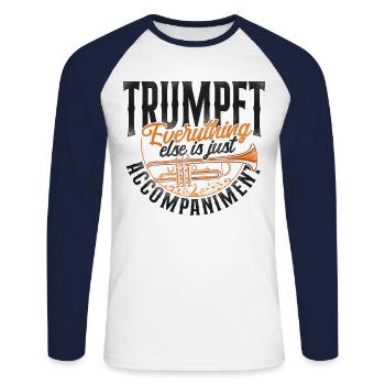 Trumpet Player Vintage Trumpet - Unisex Baseballshirt langarm - Weiß/Navy - Vorne - Nik (191cm)