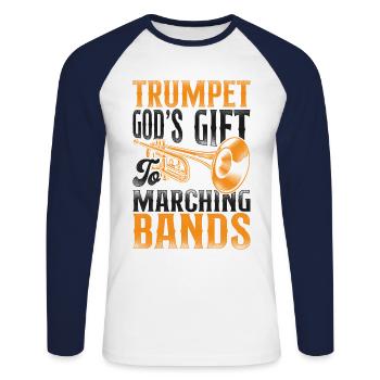 Trumpet Player Marching Band - Unisex Baseballshirt langarm - Weiß/Navy - Vorne - Nik (191cm)